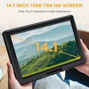 16.9 Portable DVD Player with 14.1 Swivel HD Screen,with Control Remote, 5-Hour Built-in Rechargeable Battery,Car Charger & AC Adapter, Supports CD/DVD/SD Card/USB/Sync TV, Regions Free