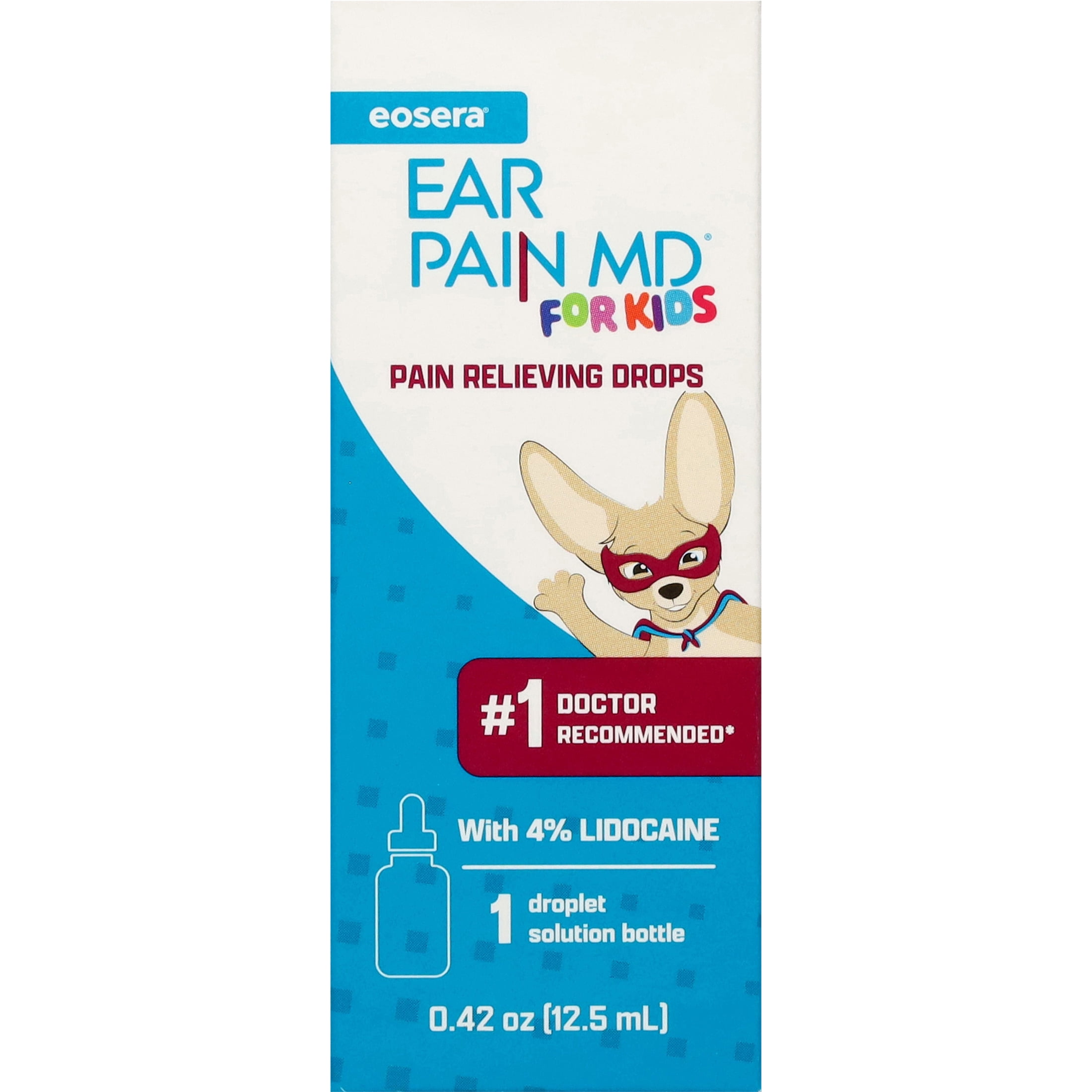 (2 pack) Eosera Ear Pain MD for Kids Relief Drops with 4% Lidocaine 12.5mL