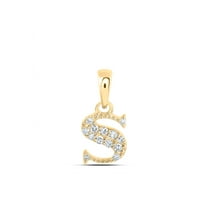 10kt Yellow Gold Womens Round Diamond S Initial Letter Pendant 1/20 Cttw