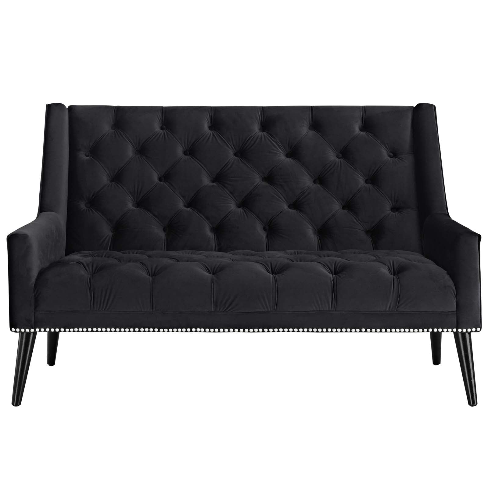 Modway Peruse Modern Style Performance Velvet Loveseat in Black