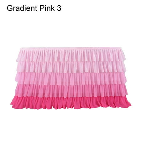 

VERMON Table Skirt Five-layers Table Skirt Decorative Net Yarn Anti-wrinkle Fluffy Table Skirt Party Supplies