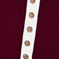 thumbnail image 7 of Women's Color Block Collared Knit Midi Dress, Short Sleeve Slim Waist Bodycon Dress, Elegant Fitted Sweater Dress for Fall Winter Daily Outfits Wine S(S), 7 of 7