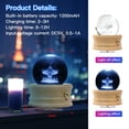 thumbnail image 6 of FORHVIPS Crystal Ball Music Box, 3D Rotating Crystal Globe with Projection LED Light, Wood Base Luminous USB Charging Musical Box, Best Gift for Birthday Christmas Thanksgiving Mothers Day (Carousel), 6 of 9