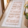thumbnail image 3 of Haperlare 2x10 Vintage Printed Runner Rug Boho Rug, Machine Washable Non Slip Rug Low Pile Indoor Floor Carpet for Hallway Bedrooms Home Decor, Light Brown, 3 of 8