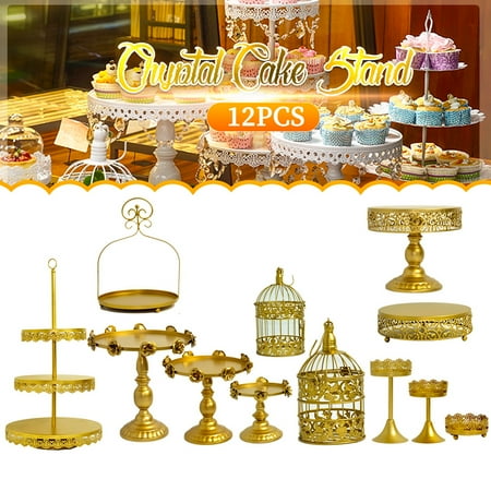12 Pieces Crystal Metal Cake Holder Cupcake Stand And Towers