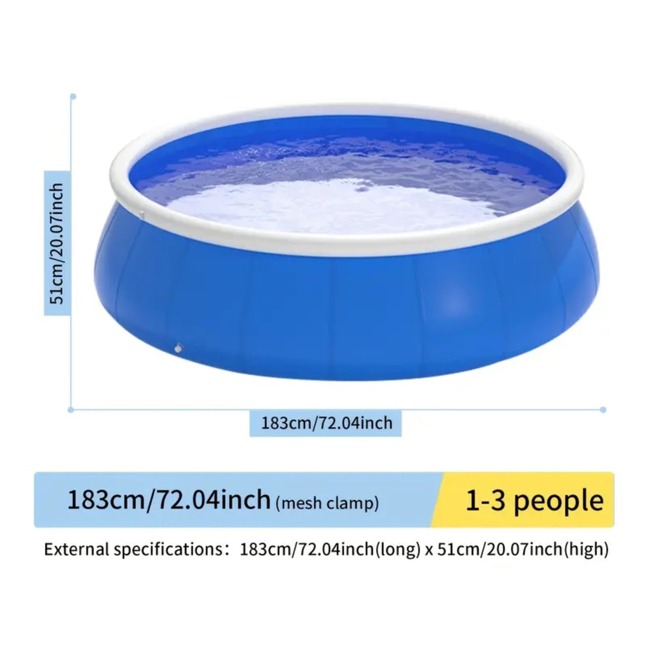 Noble House 6FT Inflatable Swimming Pool, Easy Set Up Round Above Ground Mesh Pool, Large Capacity, Blue