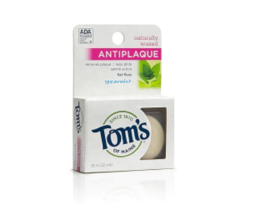 Tom's of Maine Naturally Waxed Anti-Plaque Flat Floss Spearmint 32 Yards (Pack of 4)