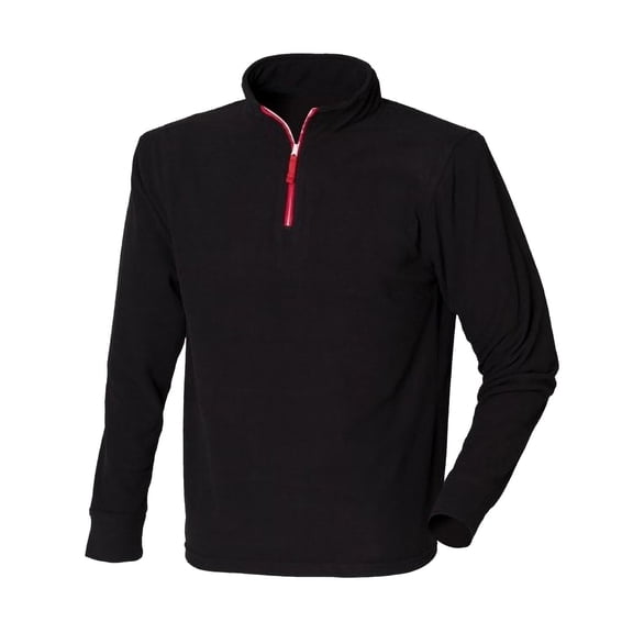 Finden & Hales Mens 1/4 Zip Long Sleeve Piped Fleece Top