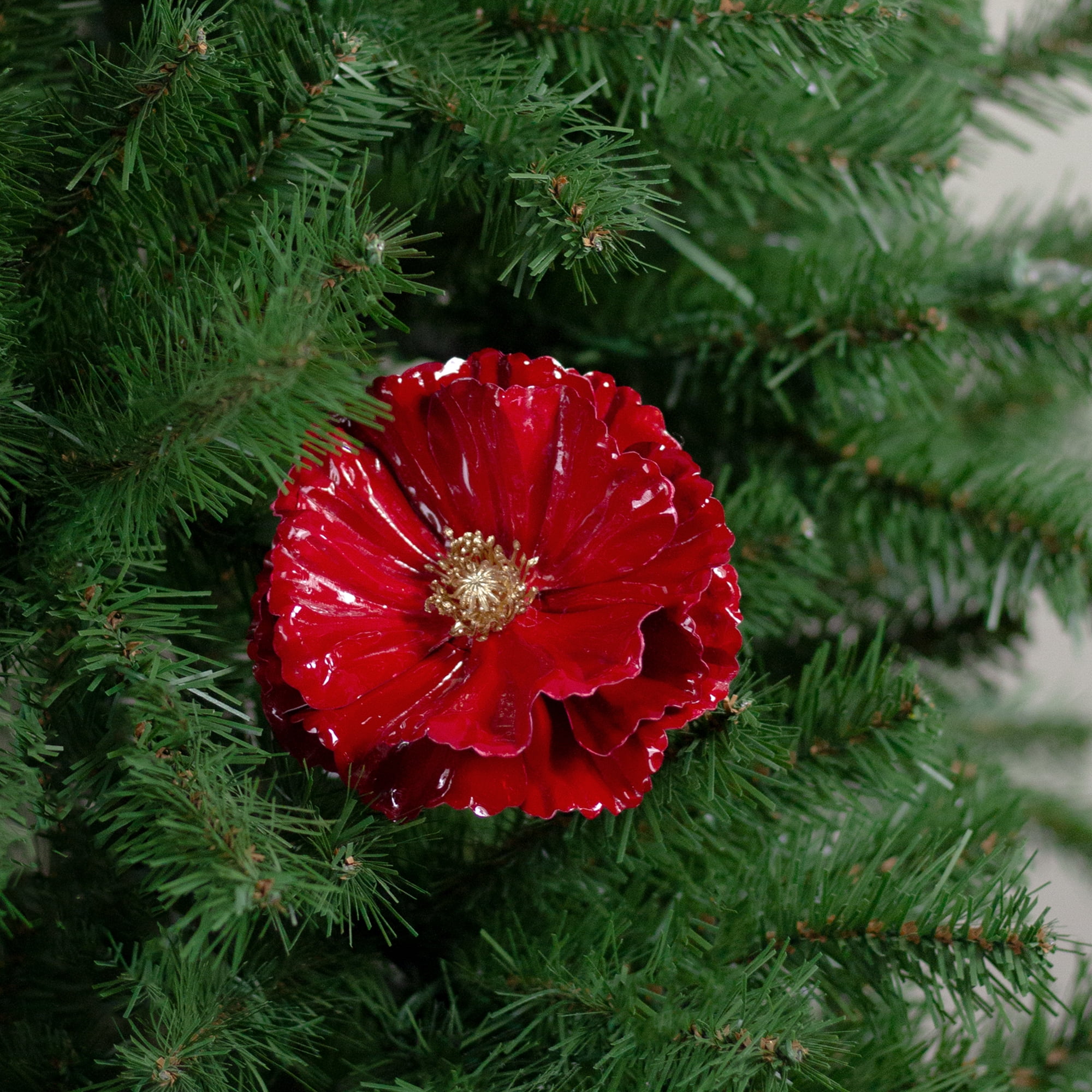 4.5" Plastic Deep Pink Poppy Christmas Clip