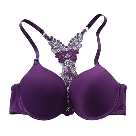 

Wuffmeow Lady Solid Color Bras Women Push Up Bra Deep V Sexy Brassiere