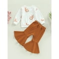 thumbnail image 4 of WIFORNT Easter Toddler Girls Clothes Set Rabbit Print Long Sleeve Crew Neck Sweatshirts and Solid Color Flare Pants 2Pcs Suit, 4 of 8
