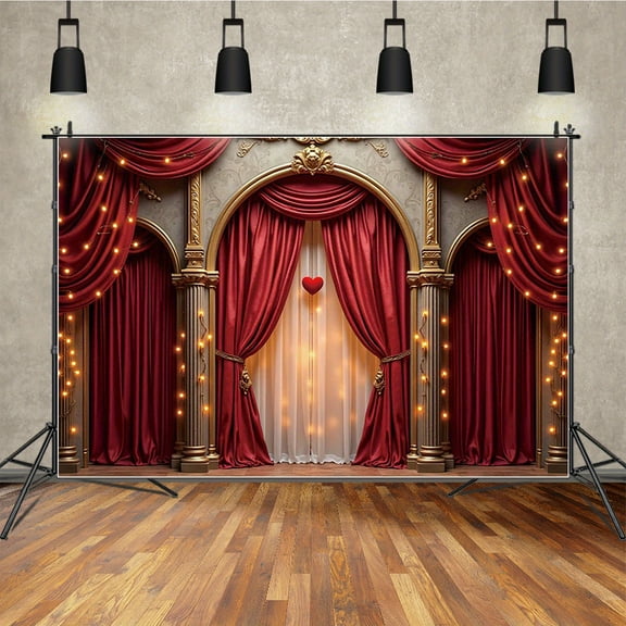 Luxury Palace Wedding Backdrop Red White Curtains Bridal Shower Photography Background Castle Palace Wedding Engagement Party Decorations Banner Supplies Photo Booth Props