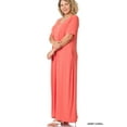 thumbnail image 2 of Zenana Women's Relaxed Fit V-Neck Short Sleeve Full Length Maxi Long Dress w/ Side Pockets, 2 of 3