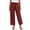 Wine, variant on Casual Pants For Women Sevevn Women's Linen Blend Wide Leg Cropped Pants High Waist Drawstring Casual Capris with Pockets Pink S