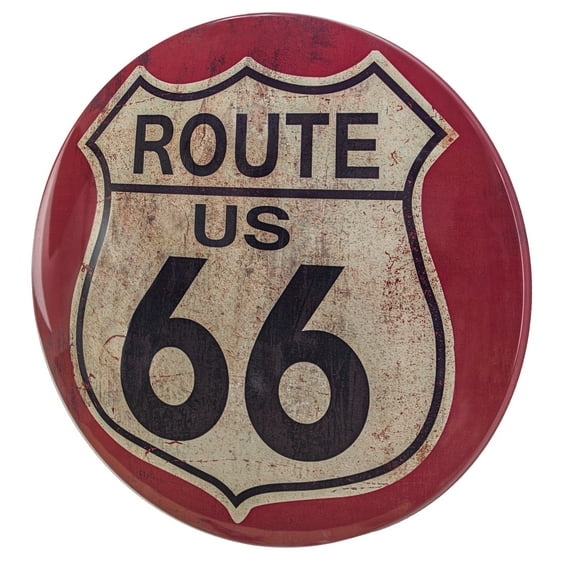 American Art Decor Route 66 Dome Metal Sign (15") - Room Decor for Bar, Man Cave, Garage, Game Room & More