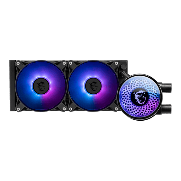 MSI MAG CORELIQUID A12 240 All-in-one CPU Liquid Cooler, 277 x 120 x 27mm Radiator, Dual 120mm ARGB Fans, Rotatable blockhead