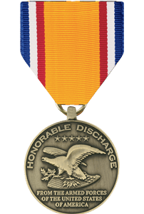 Honorable Discharge Commemorative Medal - Yellow, Blue, White, Red