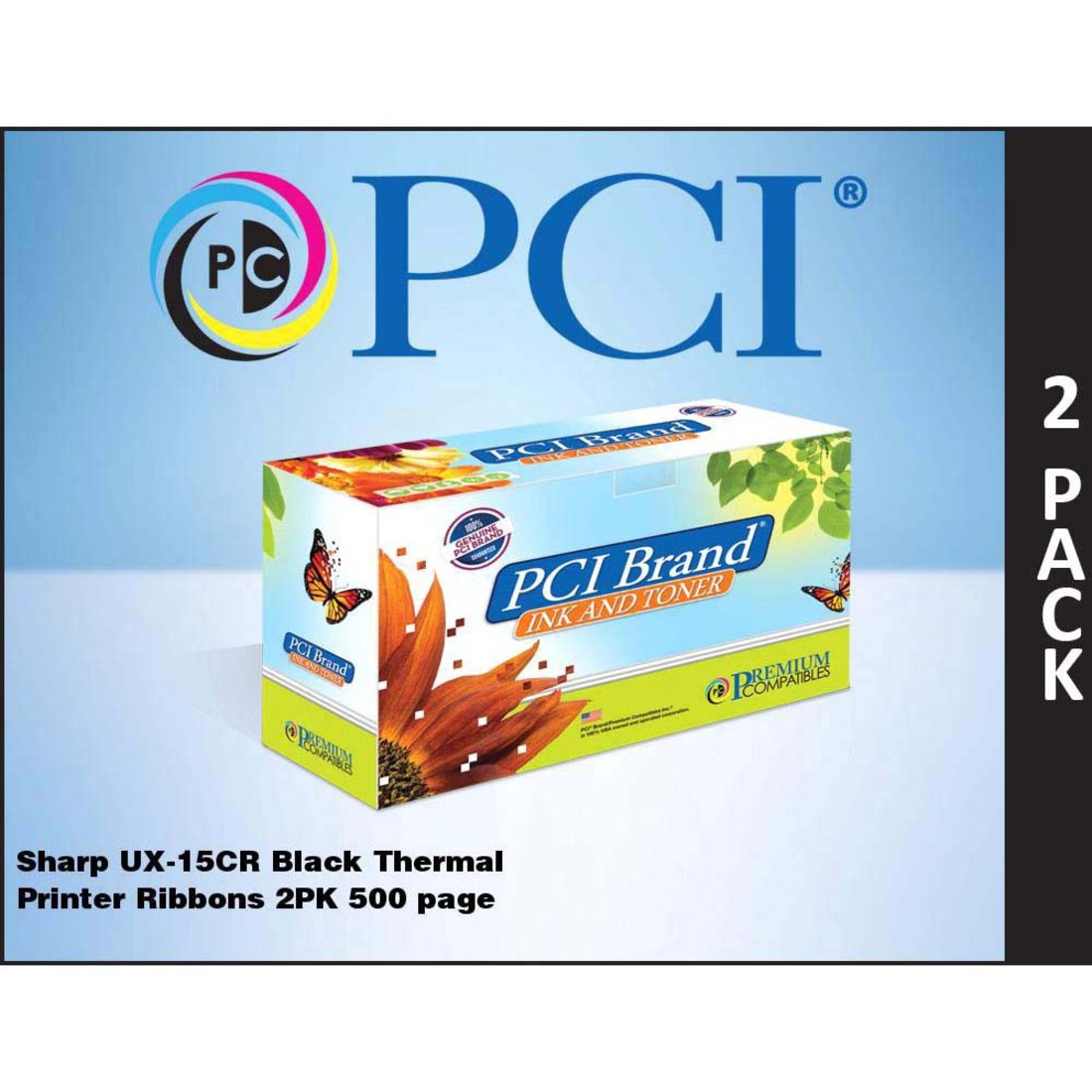 PCI® Sharp UX-15CR Black Thermal Printer Ribbons 2-Pack (UX15CRPC) - image 2 of 2