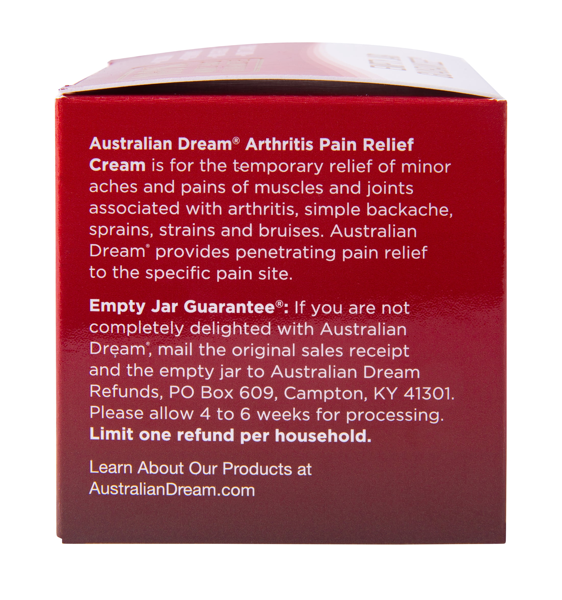 Australian Dream Arthritis Pain Relief Cream, for Muscle Aches or Back Pain, Over-the-Counter, 4 oz Jar