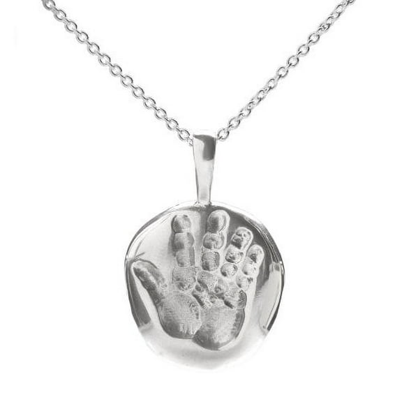 Sterling Silver Baby Hand Imprint Pendant Necklace, 18"