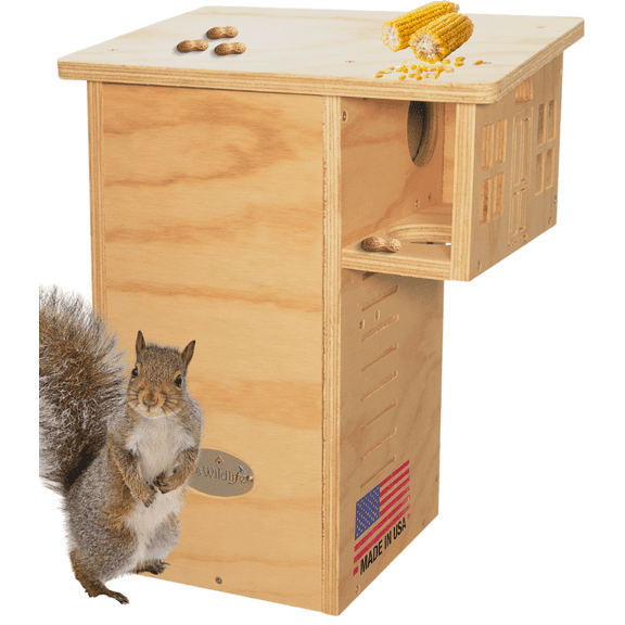 JCS Wildlife Plywood Squirrel House Nesting Box � Durable, Spacious Shelter for Squirrels