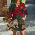 thumbnail image 2 of Jungle Cats Vibrant Foliage Art Womens Dress With Pockets Summer V Neck 3/4 Sleeve Dress Plus Size Loose Dress, 2 of 7