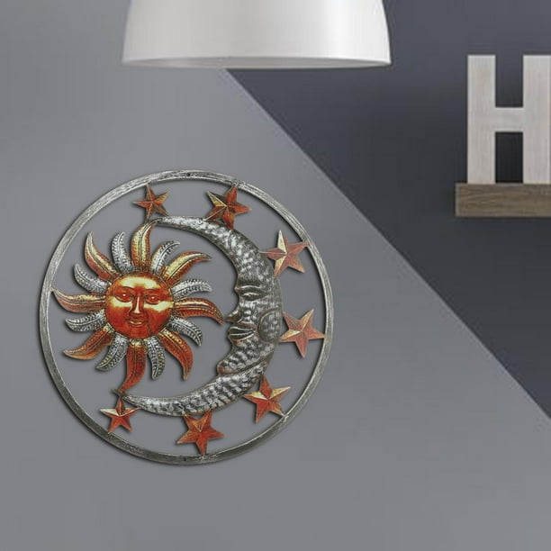 Placa de Decoración Escultura de Sol, Estrella para El Baño Del Jardín Del Hogar Marrón Macarena escultura para colgar en la pared