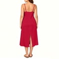 thumbnail image 6 of Fengqque Satin Nightgowns for Women Lace Sleepwear V-neck Silk Slip Sleepshirts Negligee Solid Color Nightwear Red XXXXL, 6 of 9