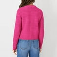 thumbnail image 5 of WTOBBY Women's Button-Down Knit Cardigan Casual Sweater Jacket, Solid Color Long Sleeve Open Front Coat with Soft Fabric, Cozy Layering Piece for Fall or Winter Fashion,Hot Pink L, 5 of 5