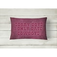 thumbnail image 2 of Carolines Treasures SB3062PW1216 Sorry Boys I only date cowboys in pink   Canvas Fabric Decorative Pillow  12H x16W, 2 of 3