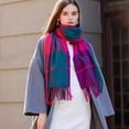 thumbnail image 2 of Bufanda para mujer, bufanda a cuadros, chal de invierno, bufanda de cachemira con borlas, bufandas grandes de gran tamaño, 2 of 5