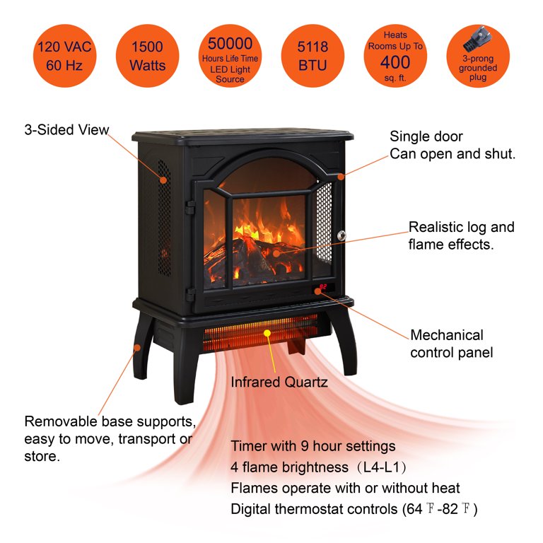 1500W Electric Fireplace Heater with Remote Control, Indoor Personal Space  Heater with Timer 3D Virtual Flame, Quick Heat up for Office, Bedroom and  Under Desk, 64℉-82℉ 11 Temperature Settings - Walmart.com