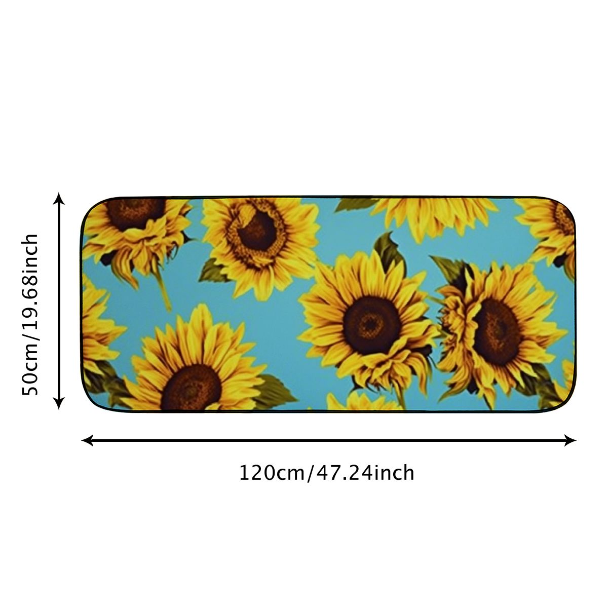 PHYHOO Front Door Mat Welcome Mat, Farmhouse Sunflower Teal Non-Slip Absorbent Indoor Door Mats, Durable Rubber Backing Floor Doormat for Entryway, Patio, Porch, Vintage Flower 19.68*47.24 in