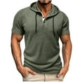 thumbnail image 2 of Fanxing Mens Short Sleeve Hoodie Sweatshirts Drawstring Hooded Pullover Sports Tops Army Green,S, 2 of 8