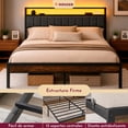 thumbnail image 3 of Base Cama Kingsize Cabecera Repisas Luz Led Usb C Contactos, 3 of 9