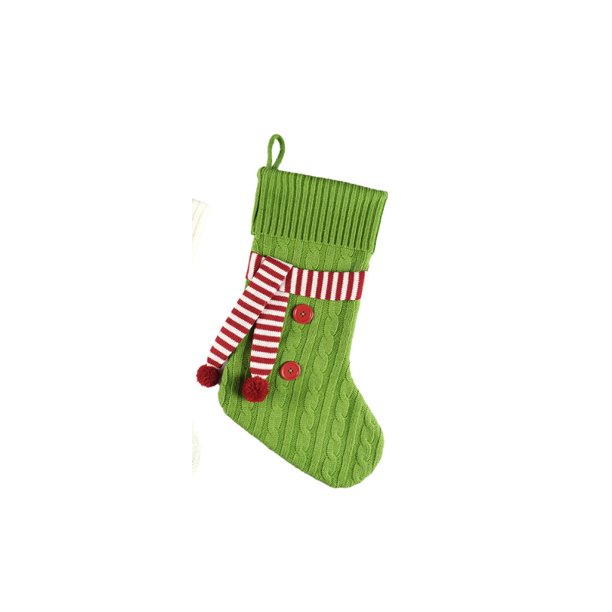 alcetines de Navidad de punto con bufanda,calcetines colgantes clásicos de Navidad, decoraciones colgantes para fiestas de Navidad, hogar, chimenea(Verde)(1 pieza)