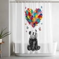thumbnail image 5 of Cute Panda Long Shower Curtain Set, Waterproof Shower Curtains for Bathroom, Modern Abstract Oil Painting Love Heart Washable Fabric Cloth Bath Curtain for Bathtub Decoration with Hooks 72x84 Inches, 5 of 9