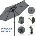 thumbnail image 5 of Mayincolor 7.5 Ft Patio Umbrella Outdoor Market Table Umbrella with Push Button Tilt and Crank, 6 Ribs, Polyester Canopy, Grey, 5 of 9