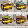 thumbnail image 3 of Itaar 40" Lift Top Coffee Table, 4 in 1 Coffee Tables with Storage for Living Room, Small Farmhouse Coffee Table with 2 Drawers & LED Light for Dining Reception Room, Rustic Brown, 3 of 8