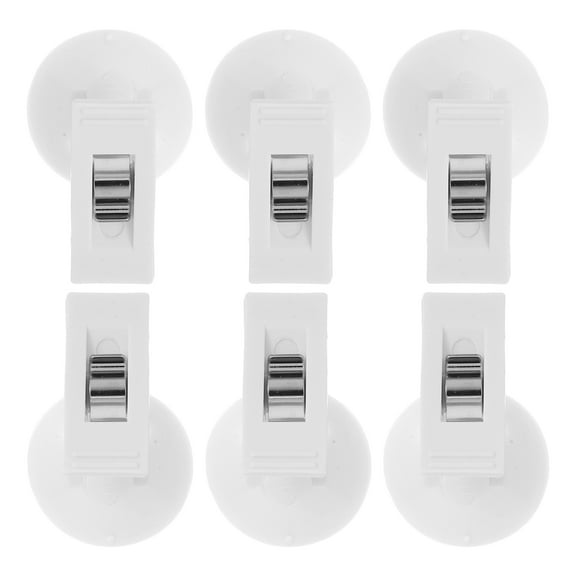 QIFULL 6Pcs Multifunctional White Suction Cup Clips for Car and Refrigerator Use