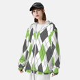 thumbnail image 3 of Hirioo Light green and black argyle for Men's Hawaiian Shirt,Summer Short-sleeve Shirt,Beach Party Shirt-Small, 3 of 7