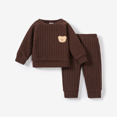 thumbnail image 1 of PatPat 2pcs Baby Girl/Boy Bear Embroidered Textured Top and Pants Set, 1 of 3