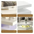 thumbnail image 4 of Modern White LED Coffee Table with Storage - 2-Tier Square Wooden Center Table for Living Room & Dining Reception, 4 of 7