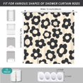 thumbnail image 3 of Black Cute Retro Floral Abstract Flower Shower Curtain for Bathroom 72W*72H Inch 70s Lovely Vintage Aesthetic Funky Bathtub Decor Modern Trendy Waterproof Polyester Fabric Set with 12 Hooks, 3 of 6