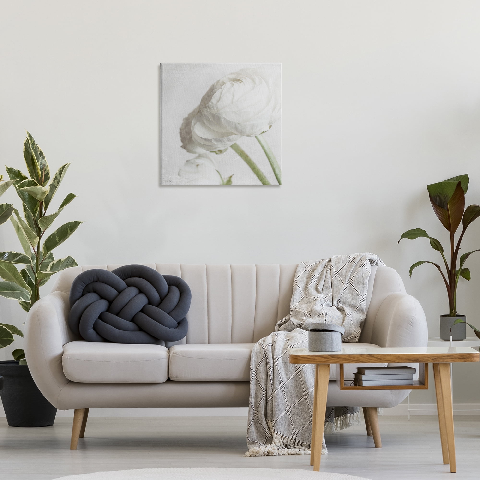 Stupell Industries Charming White Peony Botanical & Floral Painting Gallery Wrapped Canvas Art Print Wall Art, 24 x 24
