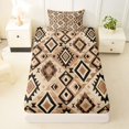 thumbnail image 3 of jejeloiu Earthy Geometric Twin Sheets,Boho Motif Bedding For Boys,Beige Black,3pcs,1 Fitted Sheet and 1 Pillowcase, 3 of 6
