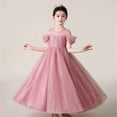 thumbnail image 2 of CPNG Girls' Sequin Tulle Floor-Length Dress – Illusion Neckline with Puff Sleeves, Sparkly Bodice for Flower Girl, Wedding Pageant & Formal Special Occasions, 2 of 9