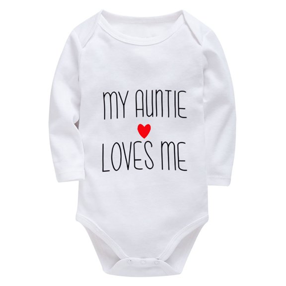 My Auntie Loves Me New Baby Clothes Long Sleeve Gender Neutral Coming Home Outfit Newborn White Baby Boy Romper