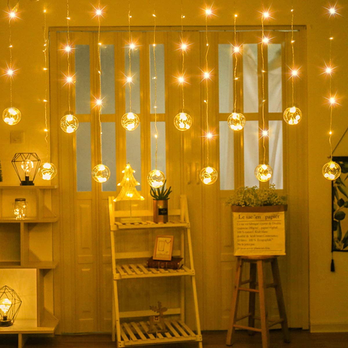 Details about  / Mesh LED Fairy String Lights Christmas Party Ceiling Curtain Outdoor Lighting
