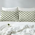 thumbnail image 5 of Erosebridal Plaid Fitted Sheet Queen Beige Sage Green Checkerboard Bedding Geometric Checkered Bed Sheets,Aesthetic Grid Fitted Sheets Modern Room Decor 3 Pcs(No Top Sheet), 5 of 5